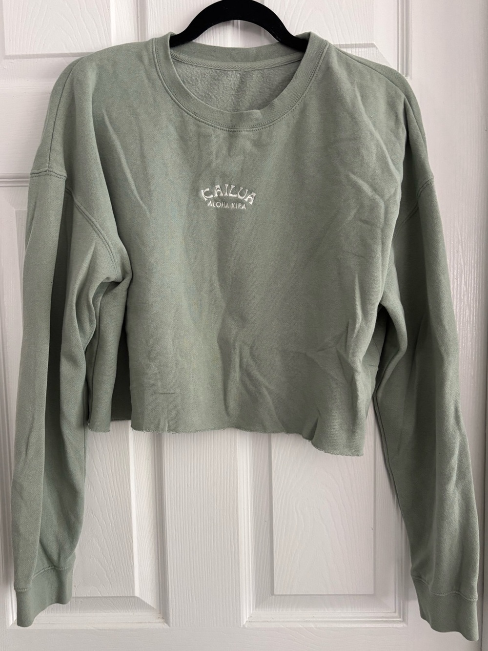 ALOHA Collection Sage Green Cropped Crewneck Sweater